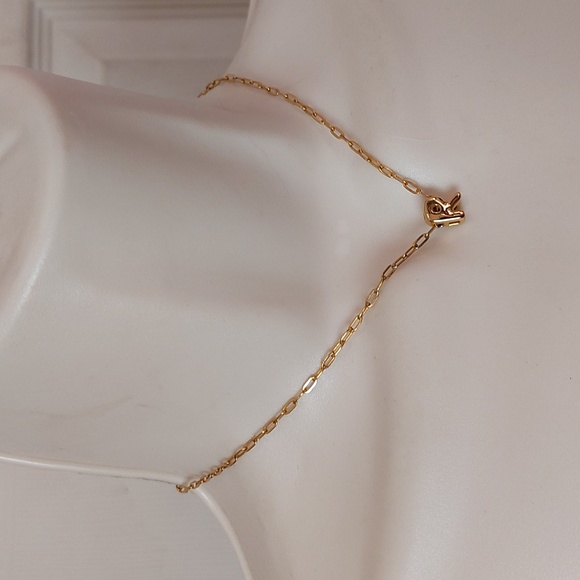 Dainty Letter R Initial Pendant High Gloss Gold Tone Paper Clip Chain Necklace - Picture 2 of 4